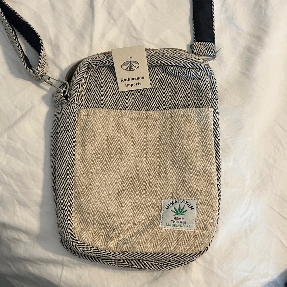 Kathmandu Beige and Black Chevron Shoulder Bag